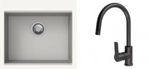 K-StrongSinks S3 mosogató szett Ipel 560x510mm fehér + csaptelep Loira fekete