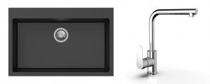 K-StrongSinks S3 mosogató szett Ipel 780x510mm fekete + csaptelep  Stréva króm
