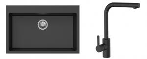 K-StrongSinks S3 mosogató szett Ipel 780x510mm fekete + csaptelep Ipoly fekete