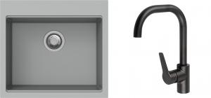 K-StrongSinks S3 mosogató szett Ipel 560x510mm szürke + csaptelep Garonne fekete