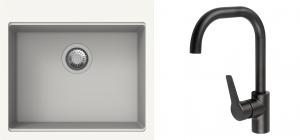 K-StrongSinks S3 mosogató szett Ipel 560x510mm fehér + csaptelep Garonne fekete