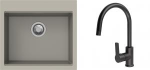 K-StrongSinks S3 mosogató szett Ipel 560x510mm bézs + csaptelep Loira fekete
