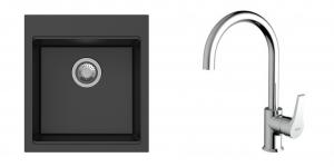 K-StrongSinks S3 mosogató szett Ipel 460x510mm fekete + csaptelep Rhona króm