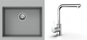 K-StrongSinks S3 mosogató szett Ipel 560x510mm szürke + csaptelep  Stréva króm