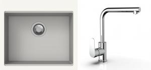 K-StrongSinks S3 mosogató szett Ipel 560x510mm fehér + csaptelep  Stréva króm