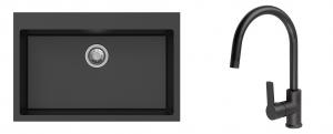 K-StrongSinks S3 mosogató szett Ipel 780x510mm fekete + csaptelep Loira fekete