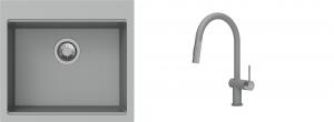 K-StrongSinks S3 mosogató szett Ipel 560x510mm szürke + csaptelep Neris szürke