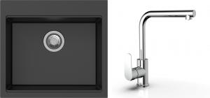 K-StrongSinks S3 mosogató szett Ipel 560x510mm fekete + csaptelep Stréva króm