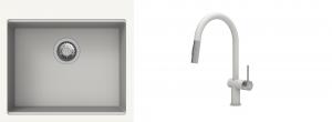K-StrongSinks S3 mosogató szett Ipel 560x510mm fehér + csaptelep Neris fehér
