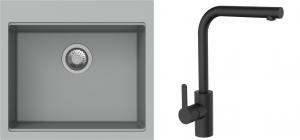 K-StrongSinks S3 mosogató szett Ipel 560x510mm szürke + csaptelep Ipoly fekete