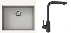 K-StrongSinks S3 mosogató szett Ipel 560x510mm fehér + csaptelep Ipoly fekete