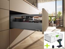 K-BLUM Merivobox készlet 500 mm / 40 kg, Orion szürke, OG-M csavar + Festool TXS