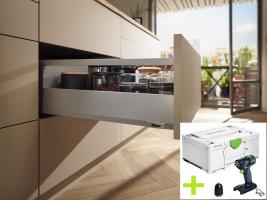 K-BLUM Merivobox készlet 500 mm / 40 kg, Indium szürke, IG-M Inserta + Festool T