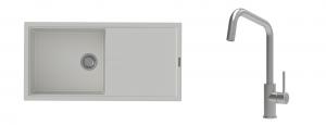 K-StrongSinks S3 mosogató szett Labe 1000x500mm fehér + csaptelep Arda nerez