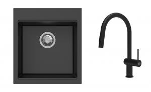 K-StrongSinks S3 mosogató szett Ipel 460x510mm fekete + csaptelep Neris króm