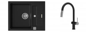 K-StrongSinks S3 mosogató szett Vardar 615x500mm fekete + csaptelep Neris fekete