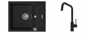 K-StrongSinks S3 mosogató szett Vardar 615x500mm fekete + csaptelep  Arda fekete