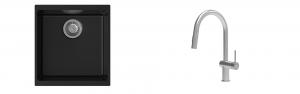 K-StrongSinks S3 mosogató szett Hron 430x460mm fekete + csaptelep Neris nerez