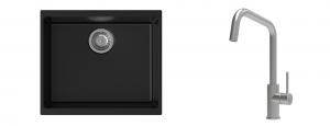 K-StrongSinks S3 mosogató szett Hron 530x460mm fekete + csaptelep Arda nerez