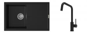 K-StrongSinks S3 mosogató szett Labe 780x500mm fekete + csaptelep  Arda fekete
