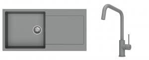 K-StrongSinks S3 mosogató szett Zala 1000x500mm szürke + csaptelep Arda szürke
