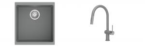 K-StrongSinks S3 mosogató szett Hron 430x460mm szürke + csaptelep Neris szürke