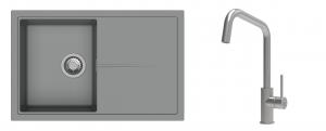 K-StrongSinks S3 mosogató szett Labe 780x500mm szürke + csaptelep Arda nerez