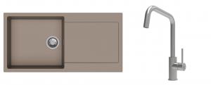 K-StrongSinks S3 mosogató szett Zala 1000x500mm bézs + csaptelep Arda nerez
