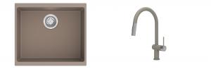 K-StrongSinks S3 mosogató szett Hron 530x460mm bézs + csaptelep Neris bézs