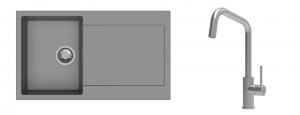 K-StrongSinks S3 mosogató szett Zala 860x500mm szürke + csaptelep Arda nerez