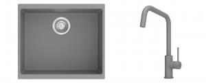 K-StrongSinks S3 mosogató szett Hron 530x460mm szürke + csaptelep Arda szürke