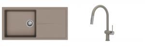 K-StrongSinks S3 mosogató szett Labe 1000x500mm bézs + csaptelep Neris bézs