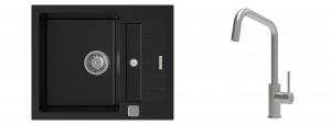 K-StrongSinks S3 mosogató szett Vardar 615x500mm fekete + csaptelep Arda nerez