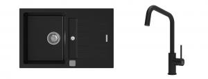 K-StrongSinks S3 mosogató szett Vardar 780x500mm fekete + csaptelep  Arda fekete