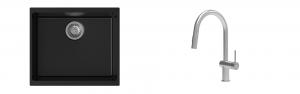 K-StrongSinks S3 mosogató szett Hron 530x460mm fekete + csaptelep Neris nerez