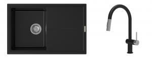 K-StrongSinks S3 mosogató szett Labe 780x500mm fekete + csaptelep Neris fekete
