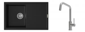 K-StrongSinks S3 mosogató szett Labe 780x500mm fekete + csaptelep Arda nerez