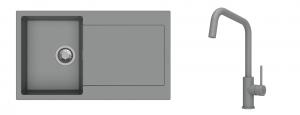 K-StrongSinks S3 mosogató szett Zala 860x500mm szürke + csaptelep Arda szürke