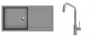 K-StrongSinks S3 mosogató szett Zala 1000x500mm szürke + csaptelep Arda nerez