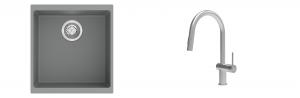 K-StrongSinks S3 mosogató szett Hron 430x460mm szürke + csaptelep Neris nerez