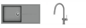 K-StrongSinks S3 mosogató szett Labe 1000x500mm szürke + csaptelep Neris szürke