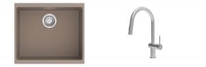 K-StrongSinks S3 mosogató szett Hron 530x460mm bézs + csaptelep Neris nerez
