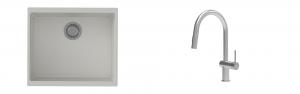 K-StrongSinks S3 mosogató szett Hron 530x460mm fehér + csaptelep Neris nerez