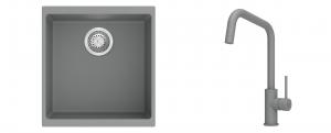K-StrongSinks S3 mosogató szett Hron 430x460mm szürke + csaptelep Arda szürke