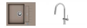 K-StrongSinks S3 mosogató szett Vardar 615x500mm bézs + csaptelep Neris nerez