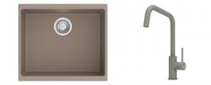 K-StrongSinks S3 mosogató szett Hron 530x460mm bézs + csaptelep Arda bézs