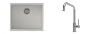 K-StrongSinks S3 mosogató szett Hron 530x460mm fehér + csaptelep Arda nerez