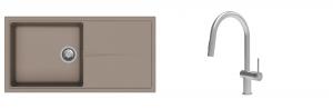 K-StrongSinks S3 mosogató szett Labe 1000x500mm bézs + csaptelep Neris nerez