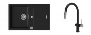 K-StrongSinks S3 mosogató szett Vardar 780x500mm fekete + csaptelep Neris fekete
