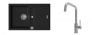 K-StrongSinks S3 mosogató szett Vardar 780x500mm fekete + csaptelep Arda nerez